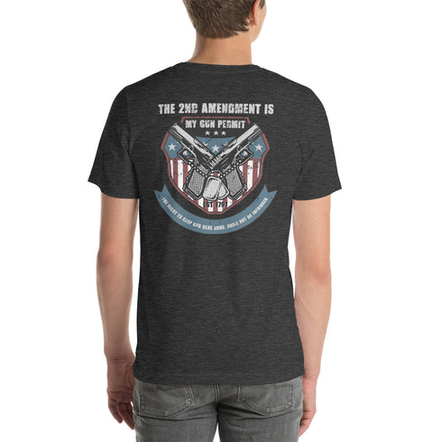 The 2nd Amendment Is My Gun Permit - The Right To Keep And Bear Arms, Shall Not Be Infringed Pro Guns t-shirt (Back) - Mainstream Freedom