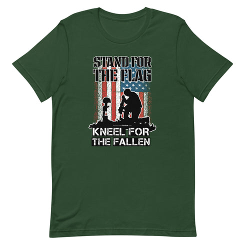 Stand For The Flag Kneel For The Fallen Short-sleeve unisex t-shirt - Mainstream Freedom