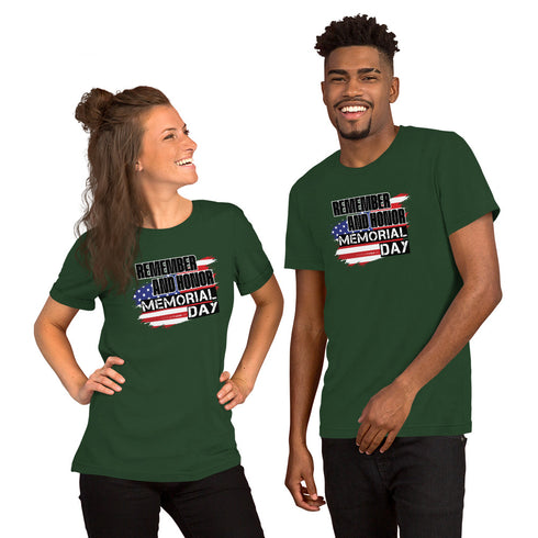 Remember and Honor Memorial Day Short-sleeve unisex t-shirt - Mainstream Freedom