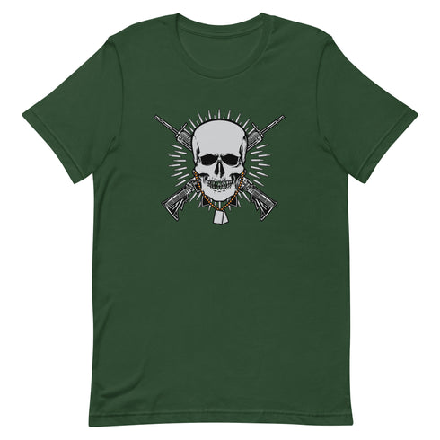 Skull with Guns and Bullets Unisex t-shirt - Mainstream Freedom