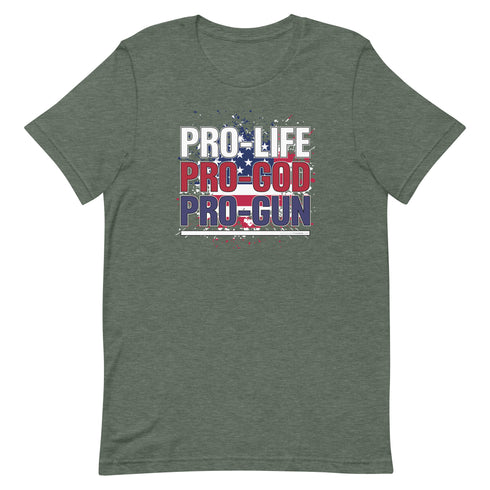 Pro-Life Pro-God Pro-Gun Short-sleeve unisex t-shirt - Mainstream Freedom