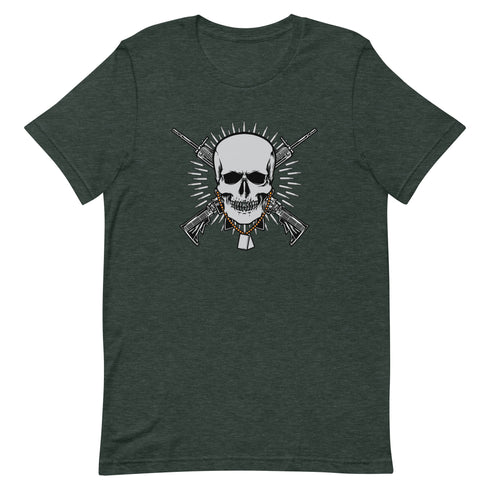 Skull with Guns and Bullets Unisex t-shirt - Mainstream Freedom