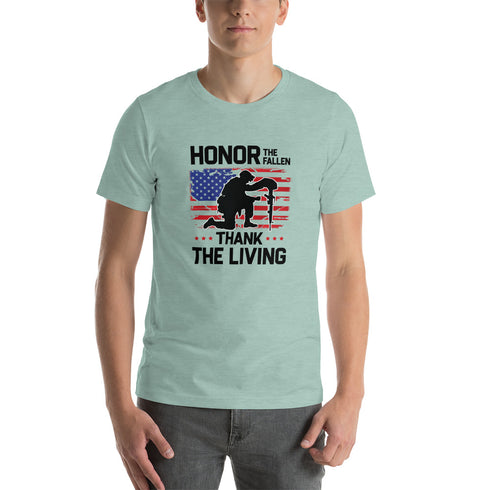 Honor The Fallen Thank The Living Memorial Day Short-sleeve unisex t-shirt - Mainstream Freedom
