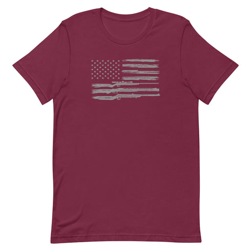 Grunge American Flag with Guns Unisex t-shirt - Mainstream Freedom