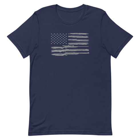 Grunge American Flag with Guns Unisex t-shirt - Mainstream Freedom