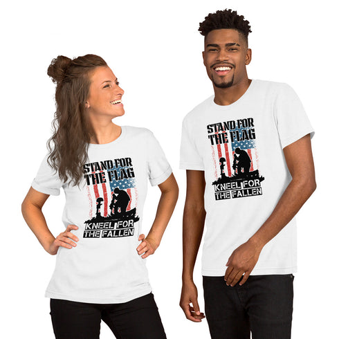 Stand For The Flag Kneel For The Fallen Short-sleeve unisex t-shirt - Mainstream Freedom