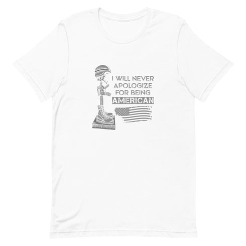 I Will Never Apologize For Being American Unisex t-shirt - Mainstream Freedom