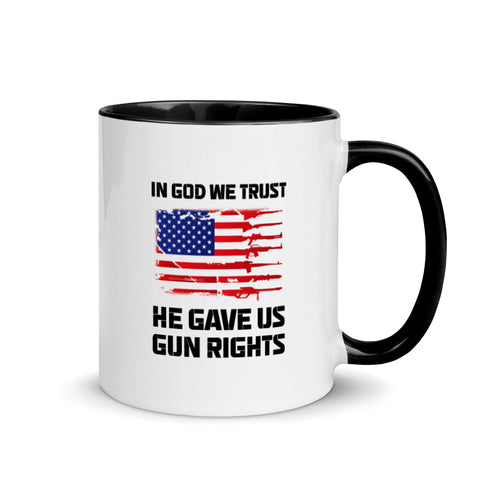 In God We Trust, He Gave Us Gun Rights Mug with Color Inside - Mainstream Freedom