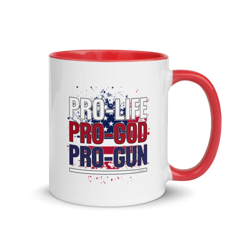Pro-Life Pro-God Pro-Gun Mug with Color Inside - Mainstream Freedom