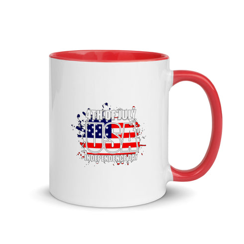 4th Of July USA Independence Day Mug with Color Inside - Mainstream Freedom