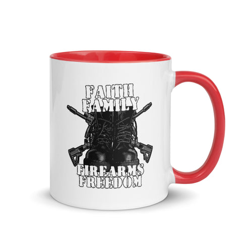 Faith Family Firearms Freedom Mug with Color Inside - Mainstream Freedom