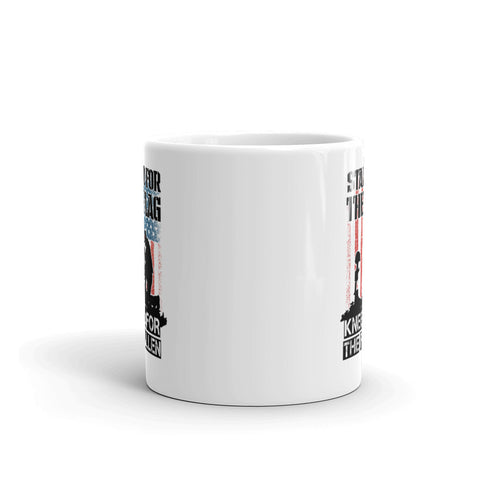 Stand For The Flag Kneel For The Fallen White glossy mug - Mainstream Freedom