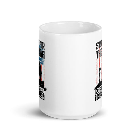 Stand For The Flag Kneel For The Fallen White glossy mug - Mainstream Freedom
