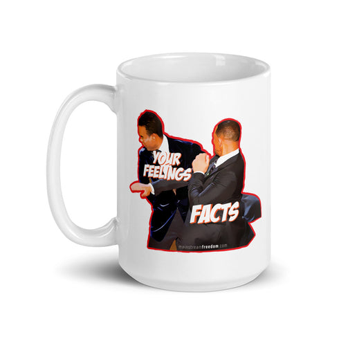 Facts vs Feelings, Will smith smacks Chris Rock White glossy mug - Mainstream Freedom