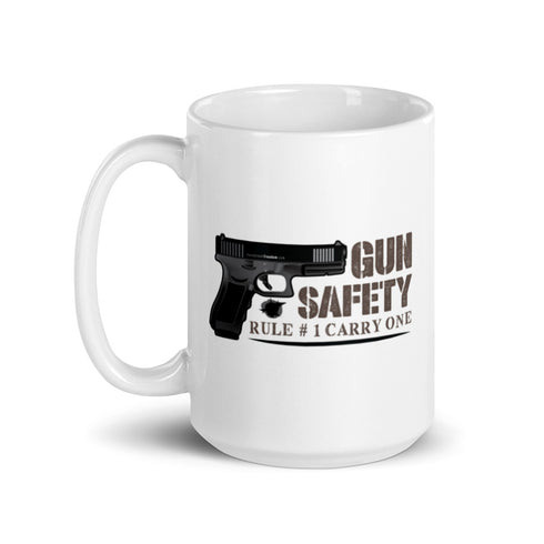 Gun Safety Rule #1 Carry One White glossy mug - Mainstream Freedom