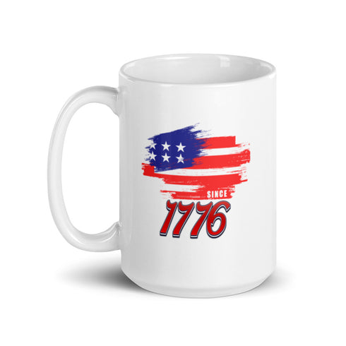 Since 1776 Unisex Independence Day White glossy mug Decal On Both Sides - Mainstream Freedom