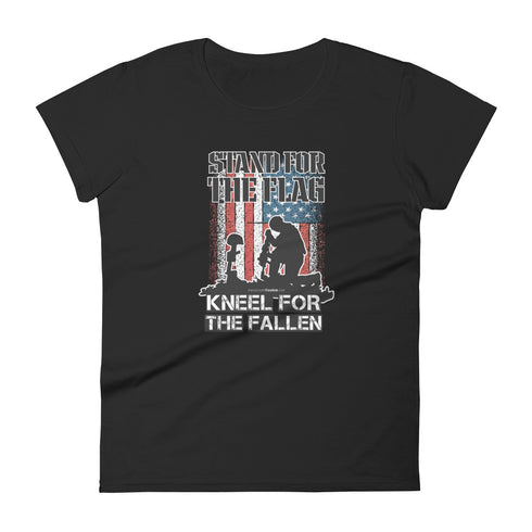 Stand For The Flag Kneel For The Fallen Women's short sleeve t-shirt - Mainstream Freedom