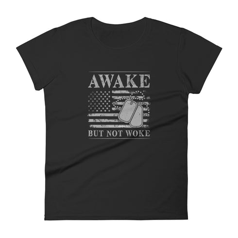 Awake But Not Woke Women's short sleeve t-shirt - Mainstream Freedom