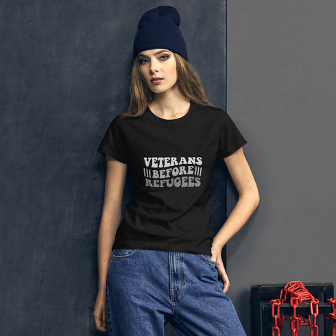 Veterans Before Refugees Women's short sleeve t-shirt - Mainstream Freedom