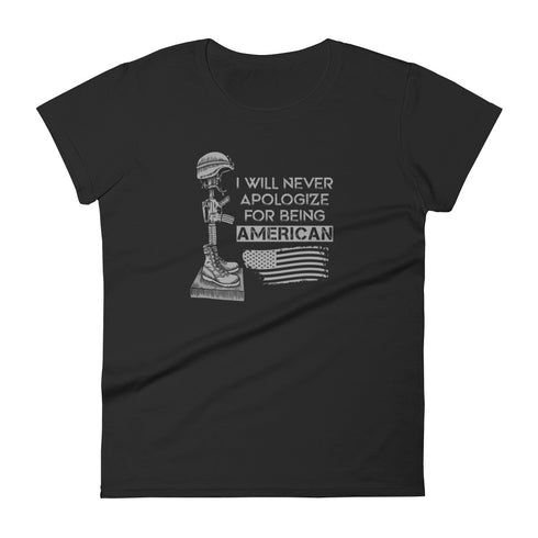 I Will Never Apologize For Being American Women's short sleeve t-shirt - Mainstream Freedom