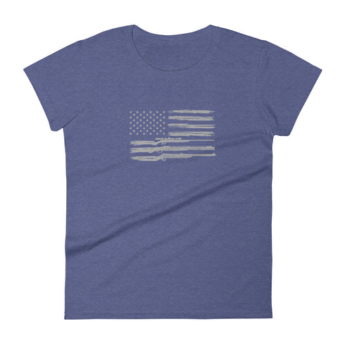 Grunge American Flag with Guns Women's short sleeve t-shirt - Mainstream Freedom