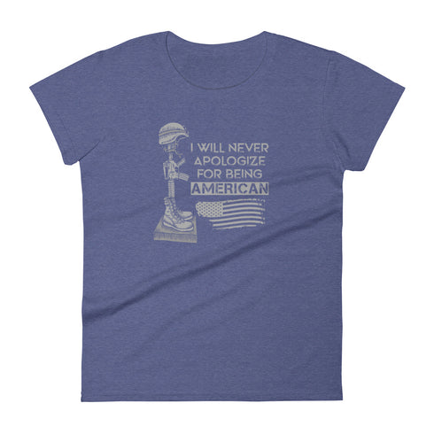 I Will Never Apologize For Being American Women's short sleeve t-shirt - Mainstream Freedom