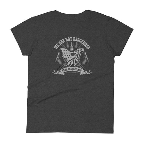 In stock We Are Not Descended from Fearful Men Women's short sleeve t-shirt (Back Design) - Mainstream Freedom