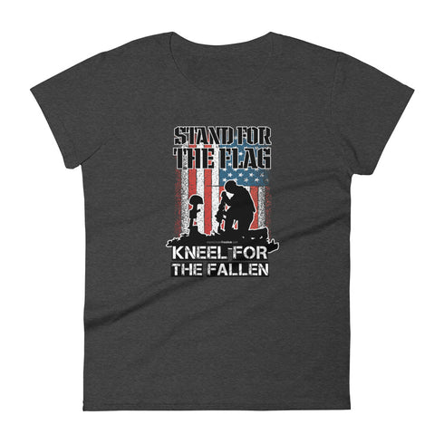 Stand For The Flag Kneel For The Fallen Women's short sleeve t-shirt - Mainstream Freedom