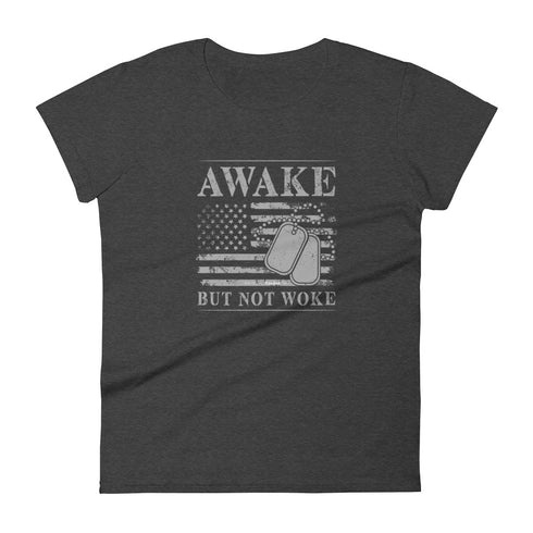 Awake But Not Woke Women's short sleeve t-shirt - Mainstream Freedom