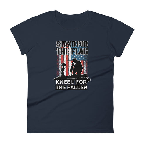 Stand For The Flag Kneel For The Fallen Women's short sleeve t-shirt - Mainstream Freedom