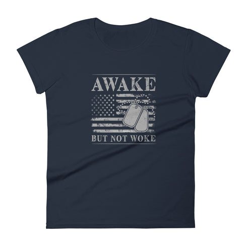 Awake But Not Woke Women's short sleeve t-shirt - Mainstream Freedom
