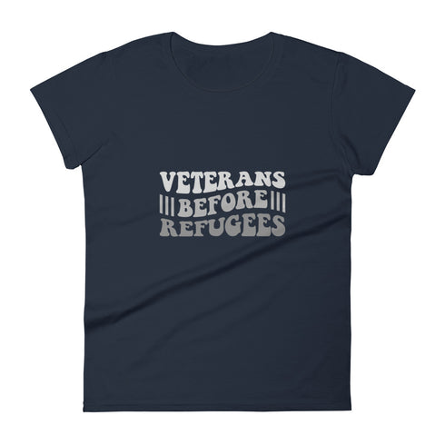 Veterans Before Refugees Women's short sleeve t-shirt - Mainstream Freedom