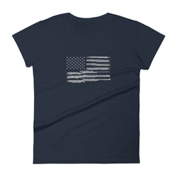 Grunge American Flag with Guns Women's short sleeve t-shirt - Mainstream Freedom