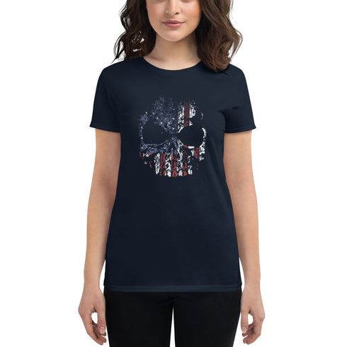 USA Skull Women's short sleeve t-shirt - Mainstream Freedom