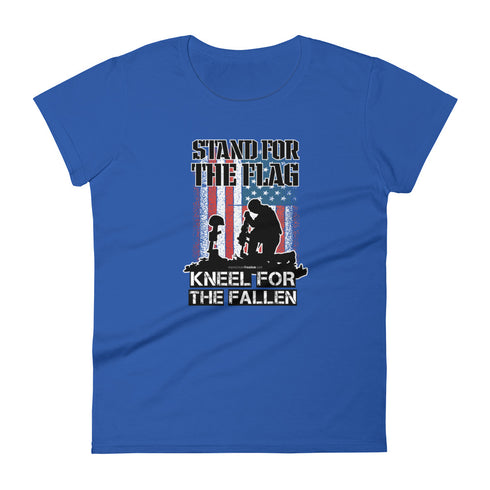 Stand For The Flag Kneel For The Fallen Women's short sleeve t-shirt - Mainstream Freedom