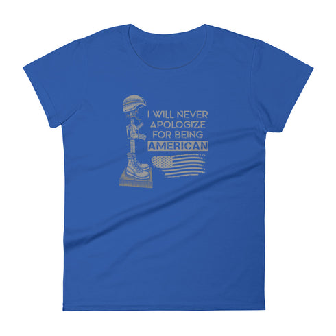 I Will Never Apologize For Being American Women's short sleeve t-shirt - Mainstream Freedom