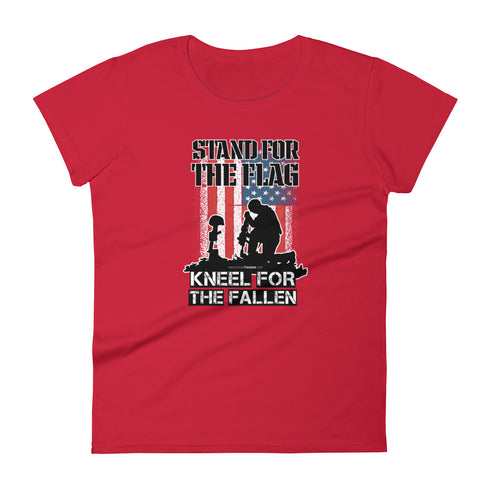 Stand For The Flag Kneel For The Fallen Women's short sleeve t-shirt - Mainstream Freedom