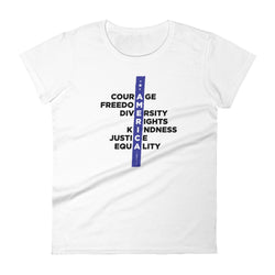 A.M.E.R.I.C.A. Women's Patriotic short sleeve t-shirt - Mainstream Freedom