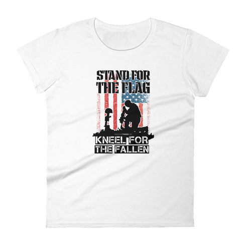 Stand For The Flag Kneel For The Fallen Women's short sleeve t-shirt - Mainstream Freedom