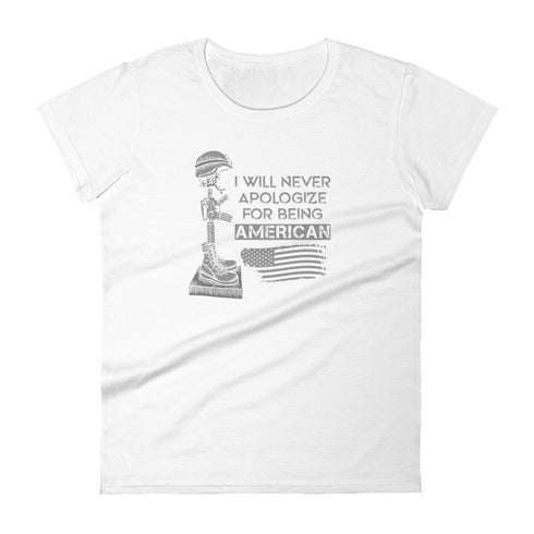 I Will Never Apologize For Being American Women's short sleeve t-shirt - Mainstream Freedom