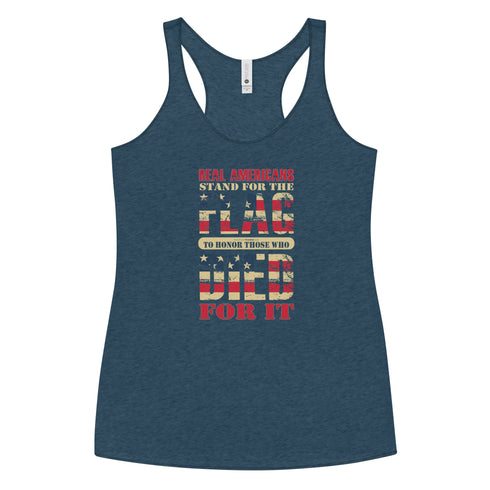 Real Americans Stand For The Flag To Honor Those Who Died For It Women's Tank Top - Mainstream Freedom