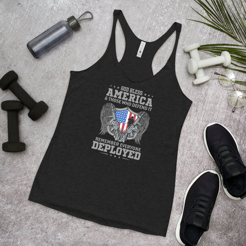 God bless America & Those Who Defend It Remember Everyone Deployed Women's Tank Top - Mainstream Freedom