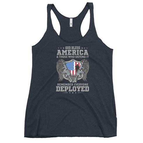 God bless America & Those Who Defend It Remember Everyone Deployed Women's Tank Top - Mainstream Freedom