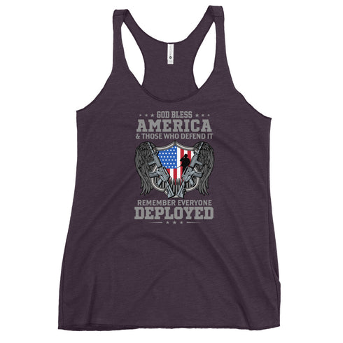 God bless America & Those Who Defend It Remember Everyone Deployed Women's Tank Top - Mainstream Freedom