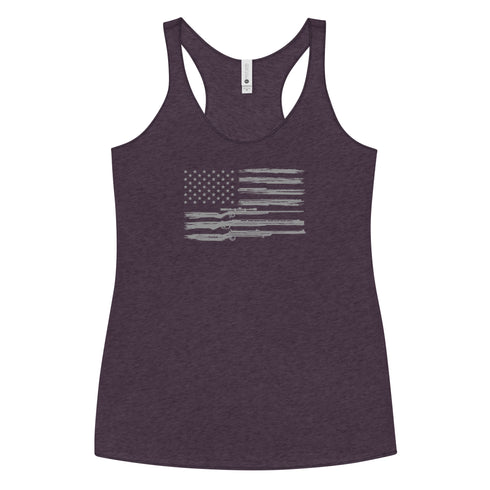 Grunge American Flag with Guns Women's Tank Top - Mainstream Freedom