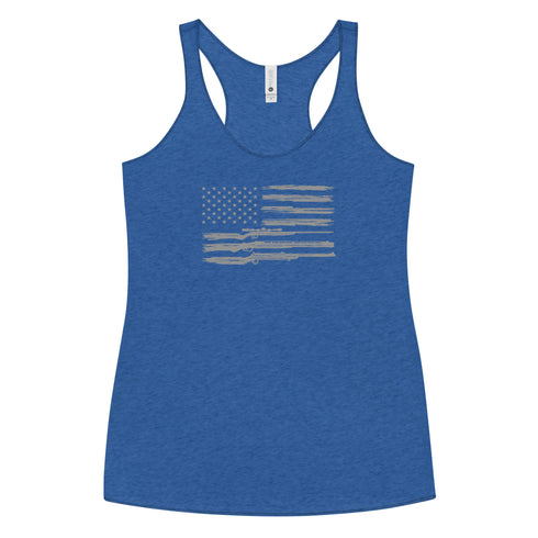 Grunge American Flag with Guns Women's Tank Top - Mainstream Freedom