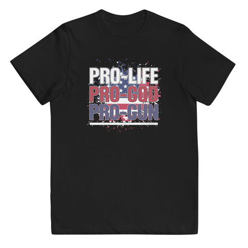 Pro-Life Pro-God Pro-Gun Youth jersey t-shirt - Mainstream Freedom