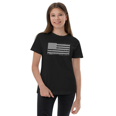 Grunge American Flag Youth jersey t-shirt - Mainstream Freedom
