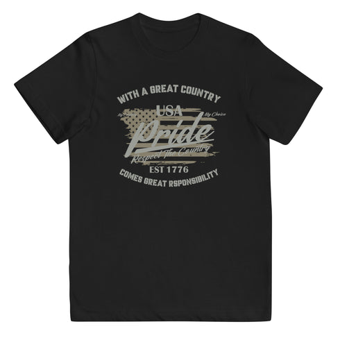 With A Great Country Comes Great Responsibility Youth jersey t-shirt - Mainstream Freedom