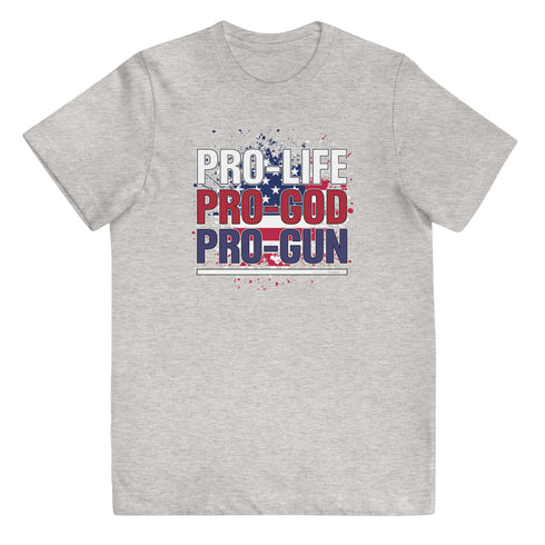 Pro-Life Pro-God Pro-Gun Youth jersey t-shirt - Mainstream Freedom